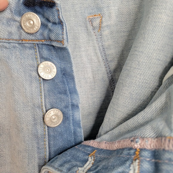 BDG Urban Outfitters Denim Mini Skirt Distressed‎ Raw Hem Button Front XL Boho - Picture 5 of 10